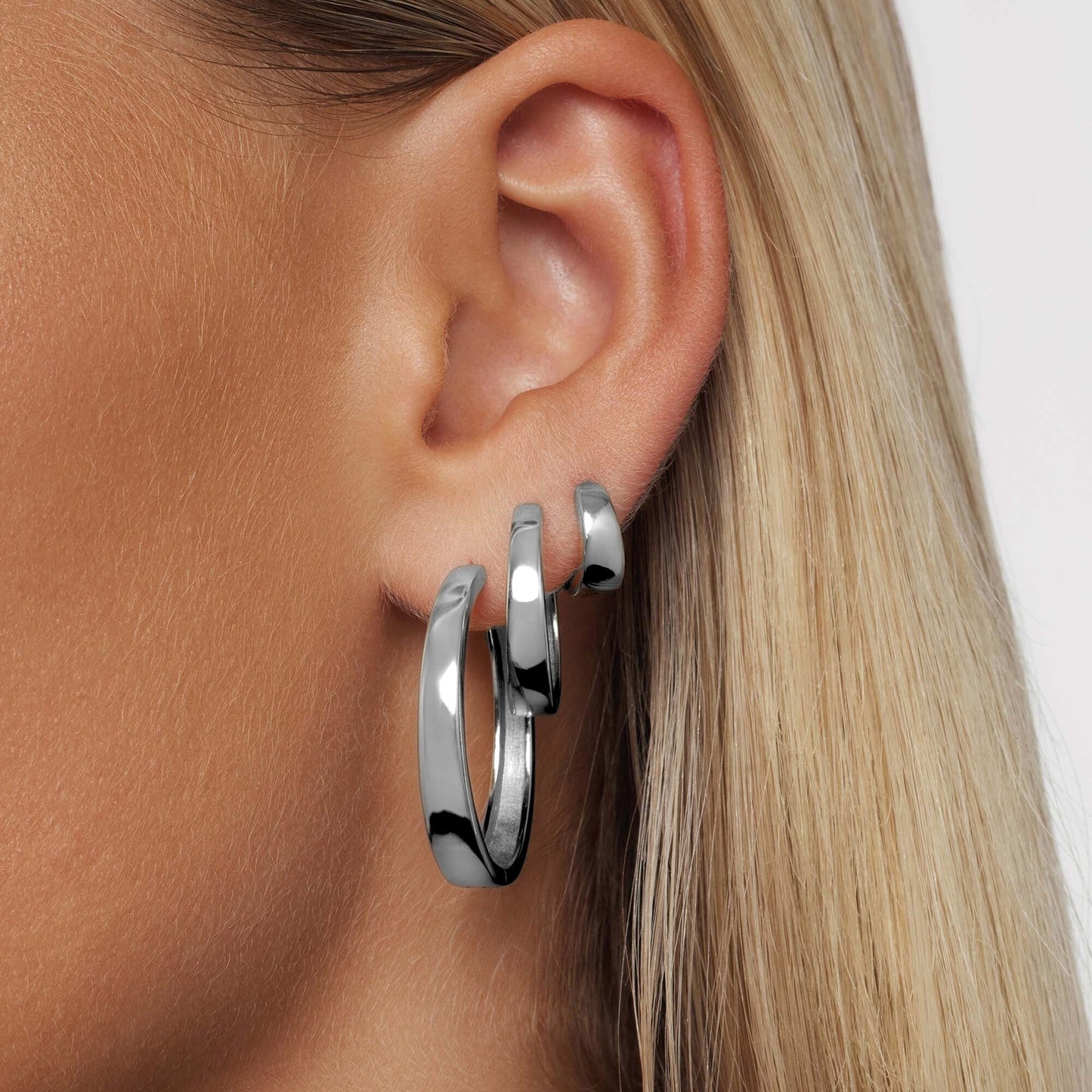 Gia Statement Hoops | White Gold