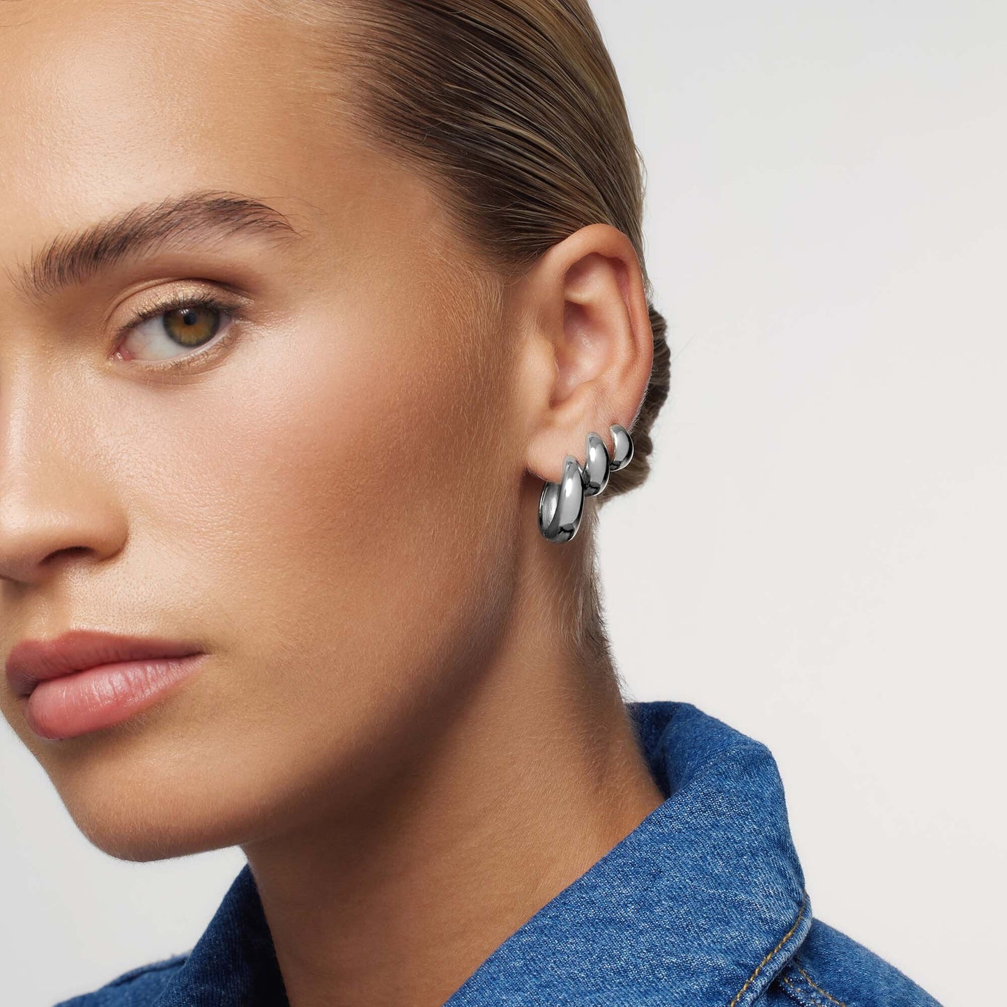 Rue Statement Hoops | White Gold