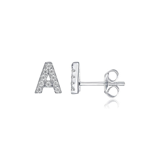 Initial Earring 1pc | White Gold